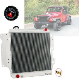 Cubauto Full Aluminum Radiator for 87-06 Jeep Wrangler YJ/TJ 2.4L 2.5L 4.2L 4.0L - 3 Row Core Jeep TJ/Wrangler Radiators 1988 1989 1990 1991 1992 1993 1994 1995
