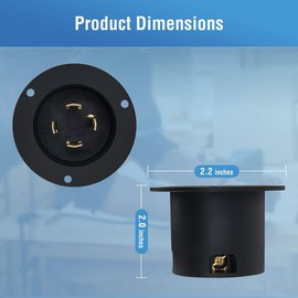 TAYMATIC NEMA L14-30 Flanged Inlet Generator Plug with Dust Cover, 30Amp 125/250-Volt,7500W, 30Amp Generator Power Inlet Receptacle with 4 Prong L14-30P Male Plug