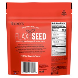Flackers Organic Savory Flaxseed Crackers, 5 Ounce 4-Pack, Gluten Free, Non GMO, Vegan, Keto Snack, 8g Fiber, 3g Net Carbs