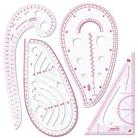 4-Piece Sewing Ruler Set - French Curve & Pattern Master | Ideal for Dressmaking, Tailoring, DIY Crafts | Flexible Plastic Design Tools for Fashion Students & Designers