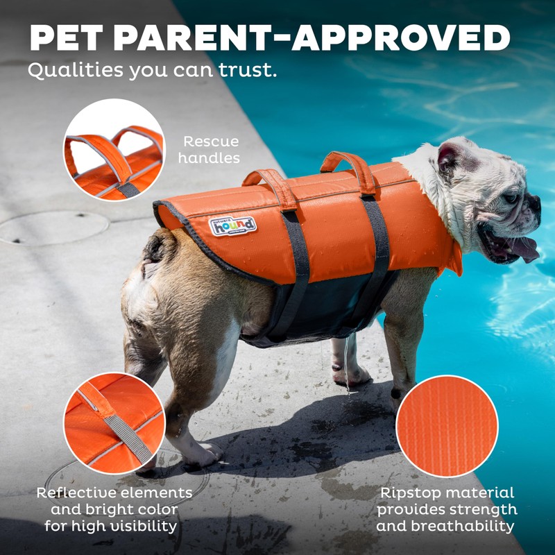 Outward Hound Granby Splash Dog Life Jacket, High-Buoyancy Dog Life