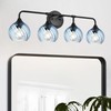 MELUCEE Bathroom Light Fixtures Black Vanity Light with Blue Striped
