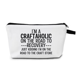 MoCaliduccious Gift for Craft Lovers Gifts for Craftaholic Makeup Bag Gifts for Grandmas and Mothers I'm a craftaholic Zipper Makeup Bag