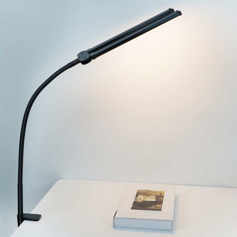 Double Head LED Desk Lamp 3 Colors Stepless Dimmable Flexible