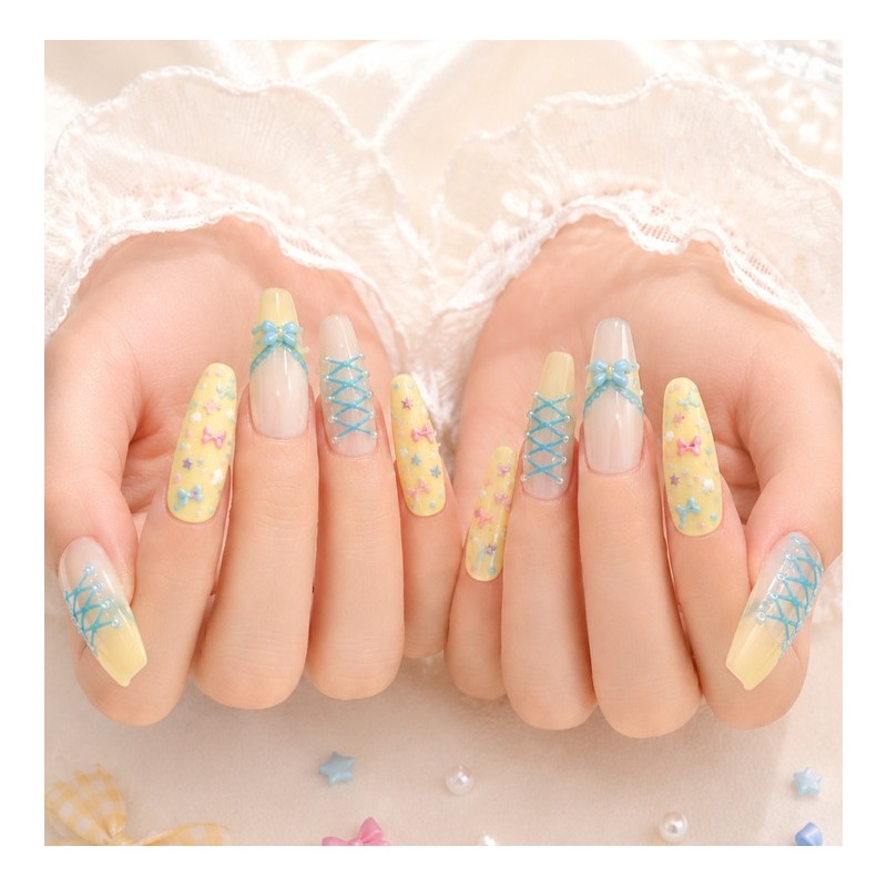 Butter Ribbon Handmade Nail Tip - Water Drop / 버터