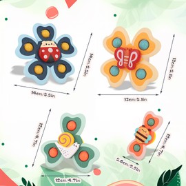 Pack of 4 Suction Cup Toy Children, Sensory Toy Baby, Bathtub Toy Suitable for Bathroom, Window, High Chair, Airplane, Travel - Matching Birthday Gifts for Toddlers