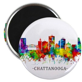 CafePress Chattanooga Tennessee Skyline Magnets 2.25" Round Magnet, Refrigerator Magnet