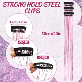 12Pcs Hair Tinsel, Purple Hair Tinsel Clip In Fairy Tinsel Hair Extensions Purple Hair Tinsel Glitter Tinsel Hair Extensions Fairy Hair Tinsel Kit for Girls Women Hair Accessories