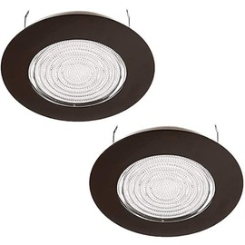 Four-Bros Lighting 6" Inch Fresnel Glass Shower Trim with Oil Rubbed Bronze Metal Trim, 60 Watt Max., for Wet Locations, Shower Can Light Trim, UL Listed, Bronze (Pack of 2)