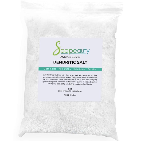DENDRITIC Salt for Bath Salts, Scrubs, Exfoliants, Milk Baths & More | Fine Grain | Sizes 2 OZ to 5 LBS | (2 OZ)