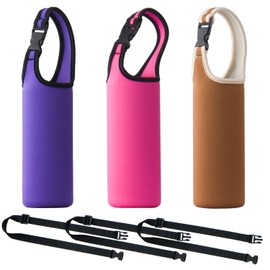 TuNan 3PCS Water Bottle Carrier with Shoulder Strap 16oz-21oz, Neoprene Sleeve Cup Holder Pouch with Carrying Handle for All Portable Sport Water Bottle