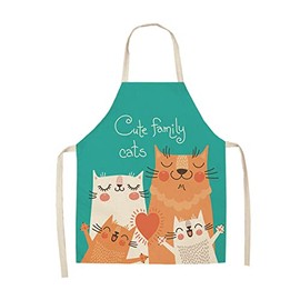 Eyands Kids Apron for Cooking and Baking - Cute Linen Pattern Kitchen Apron for Kids for Cooking and Painting, Garden Apron, Family Cat-Z