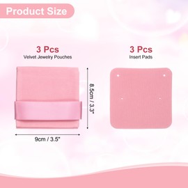 sourcing map Velvet Jewelry Pouch with Insert Pad 3.5 x 3.3 Inch Soft Jewelry Package Gift Storage Bag Easy to Carry Fit for Rings Necklace Bracelet, Pink
