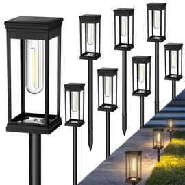 TEZKOLES 8 Pack Solar Pathway Lights Outdoor, IP65 Waterproof Solar Lights Outdoor ，Auto On/Off Walkway Landscape Lighting, Warm White LED for Garden, Yard, Driveway, Patio Landscape Decor