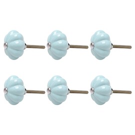 sourcing map 6pcs Ceramic Knobs Drawer Pumpkin Shape Pull Handle Furniture Door Cabinet Cupboard Wardrobe Dresser Replacement Blue