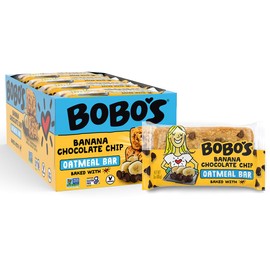 Bobo's Oatmeal Bars, Banana Chocolate Chip, Gluten Free Vegan Whole Grain Oat Bars, Pack of 12