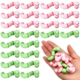 Wonderjune 24 pcs Mini Resin Animals Miniature Earthworm Figurines1.97 inches Little Small Animal Figures Bulk for Micro Landscape Accessories