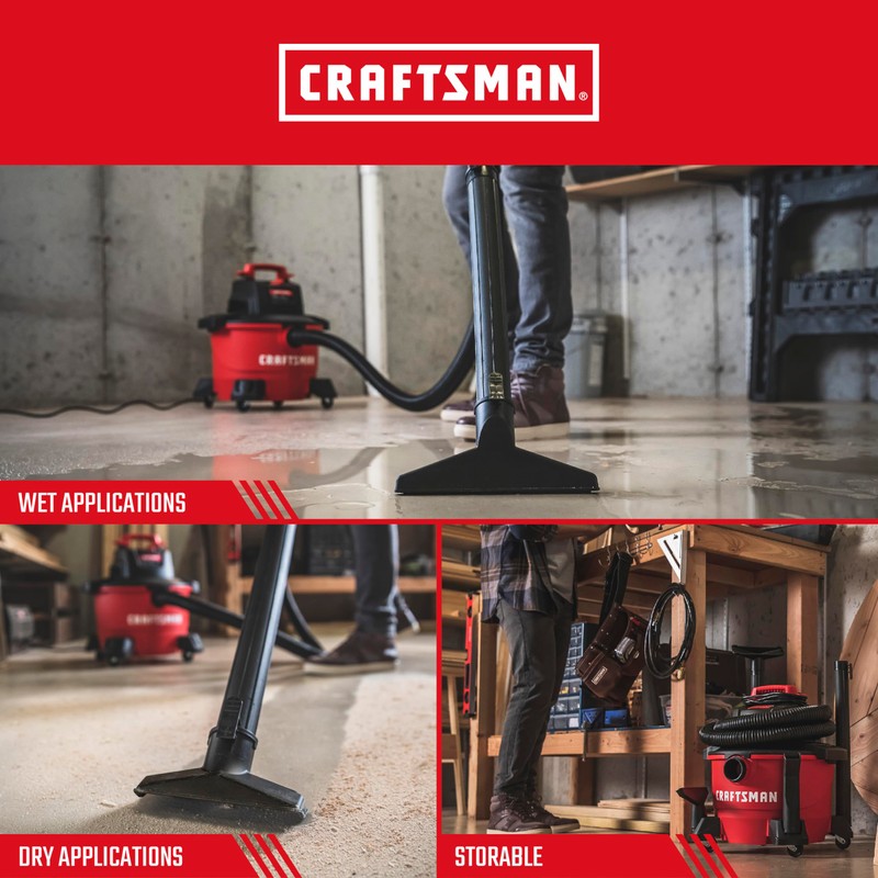 CRAFTSMAN CMXEVBE17584 6 Gallon 3.5 Peak HP Wet Dry Vac,