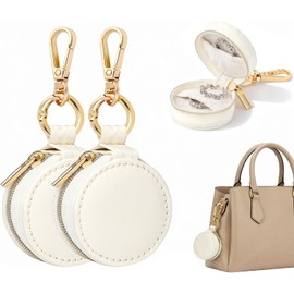 SOLAZO 2PCS Organizadores de Joyas de Viaje, Cajas Joyas Pequeñas Portátiles, Cuero PU, Formato Mini, Tamaño Compacto, para Bolsa, para Equipaje, Uso Diario, para Aretes, Anillos (Blanco)