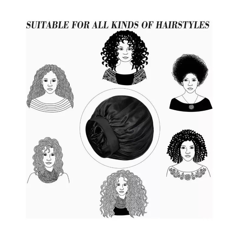 2 Gorros De Satín Método Curly Para Dormir Banda Ajustable