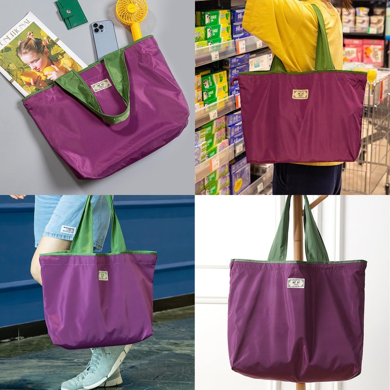 TingHong Reusable Large Foldable Shopping Tote Bag - 1 Pack,