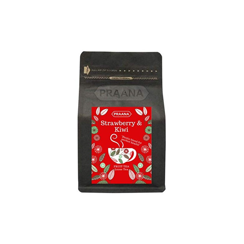 PRAANA TEA Strawberry and Kiwi Fruit Tea, 100 g