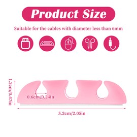 10PCS Cord Organizer, Ideal Desk Organizer Wire Keeper, Desk Phone Charger Cable Management, Cable Management Cord Organizers, Wire Organizers for Home, Office (3 Slots)(Pink)