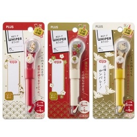 Plus WH-1905 Norinokoro Correction Tape, Whiper PL, 0.2 inches (5 mm), Supports Test Takers, Set of 3, Cat / Plum / Pigeon, ((52-617 + 52-618 + 52-619) x 3)