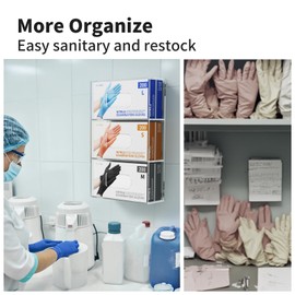 Acrylic Magnetic Glove Box Holder Wall Mount, Triple Tier Gloves Dispenser