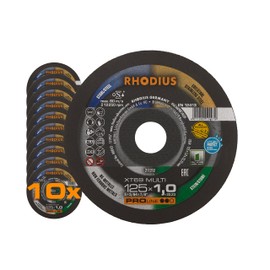 Rhodius Extra Thin Cutting Disc, Metal Stone, Plastic, XT69, Multi Diameter 115 mm, 125 mm, All-Round Cutting Disc, INOX 10/25 Pieces, Ø 125 mm
