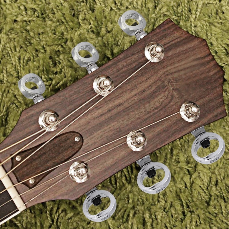 Hollow Handle Tuning Pegs Locking Machine Heads for Acoustic Electric Guitar (Silver