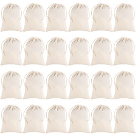 Pack of 24 Cotton Bags, 15 x 20 cm Fabric Bags with Drawstring, Fabric Storage Bag, Small Bags for Filling, Gift Bag for DIY Souvenir, Children's Birthday, Wedding, Party