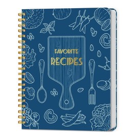 Blank Recipe Notebook to Write in Your Own Recipes, Full Page Sprial Hardcover Personal Recipe Organise, Recipe Journal Hold 140 Recipes (Black) - Color: Blue