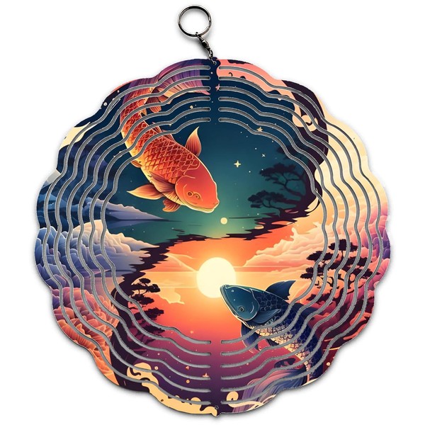 Generic Yin Yang Fish Japanese Nature Lover Design Wind Spinner