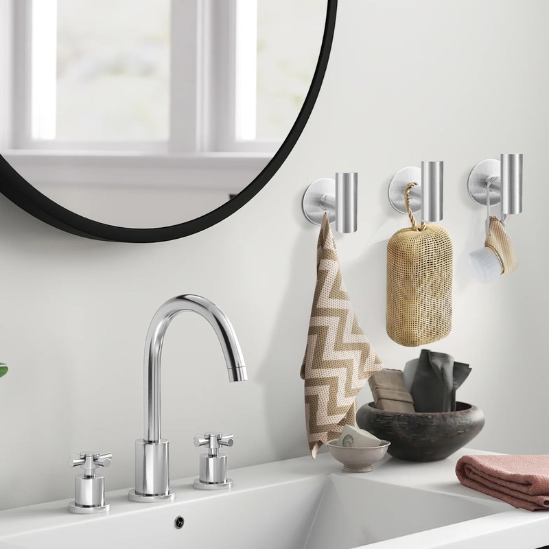 Augegel Adhesive Towel Hooks, Brushed Nickel SUS 304 Stainless Steel