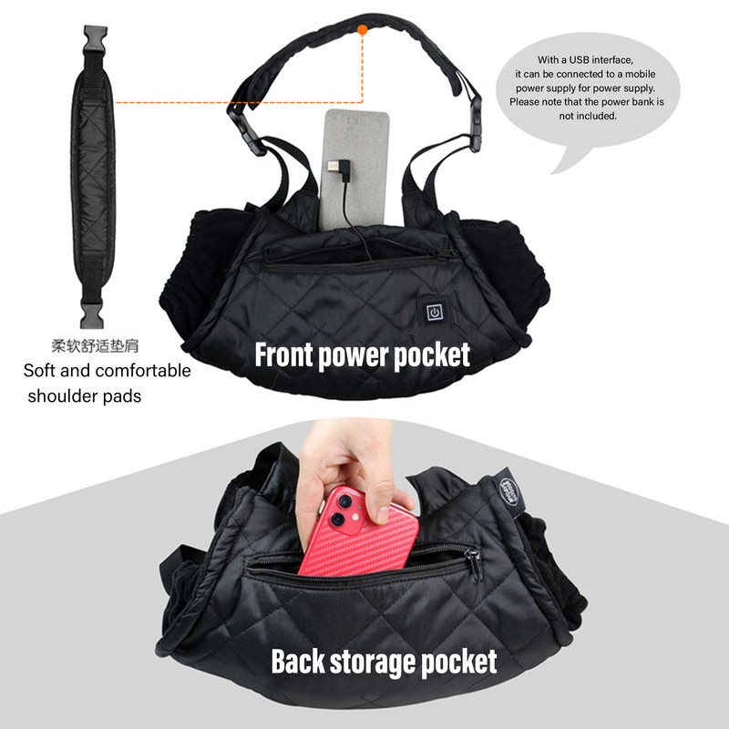 Electric Hand Warming Muff Temperature Controllable Waterproof Quilted Cotton Heated