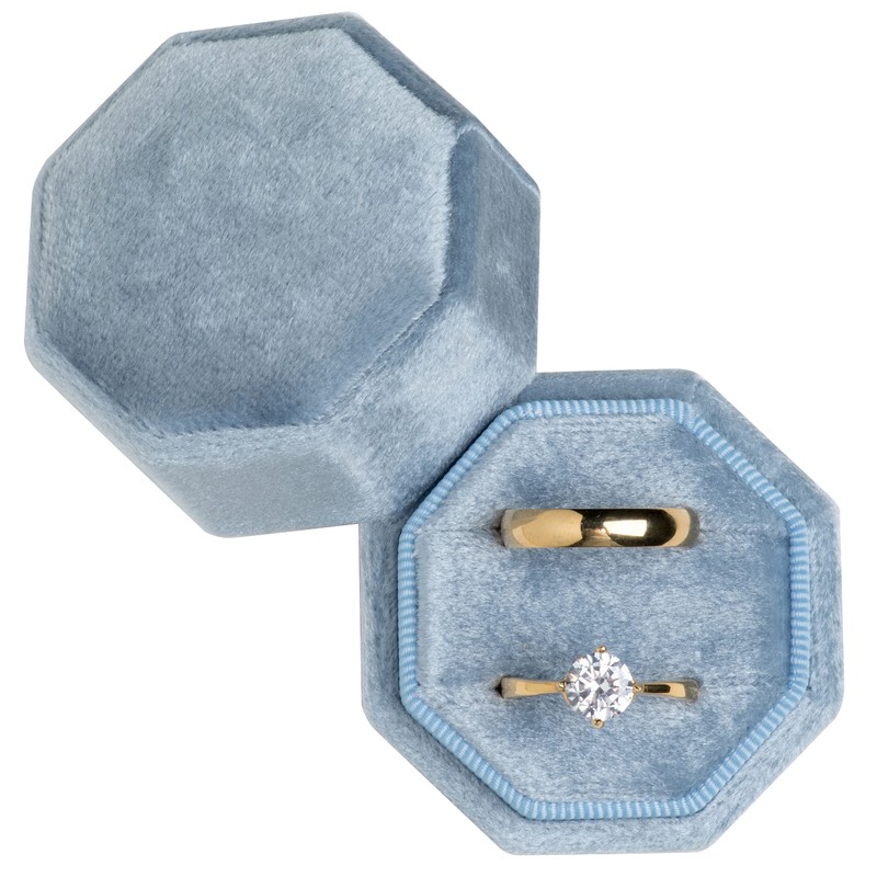 POKOFO Premium Velvet Ring Bearer Box for Proposal Engagement Wedding