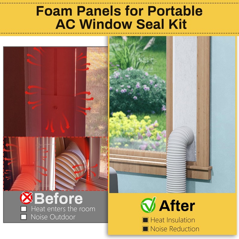 Powrocket Insulation Foam Panels for Portable Air Conditioner Window Vent