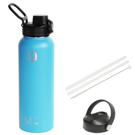 Yerbam 40oz Stainless Steel Insulated Water Bottle One-Touch Open Chug Lid & Covered Straw Lid Wide Mouth Direct Drink Dishwasher Safe Leakproof Sweat-Free BPA-Free (Moonstone Blue)