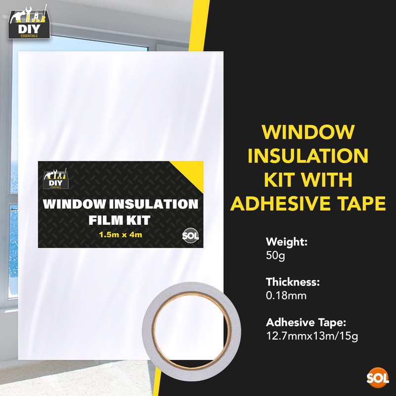 1.5m x 4m Window Insulation Film Kit for Winter &