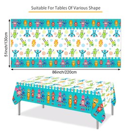 PHOGARY Cartoon Robots Tablecloth Robot Party Decorations, 2 Pieces Robots Plastic Table Covers for Robot Birthday Party Supplies