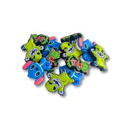 Lashicorn Ohana Blue Movie Characters Popular Silicone Focal Bead Island | 12pk 3 Designs Mixed for Freshie Hangers Bulk Hawaiian Tropical Animal Charms Palm Tree Magical Gnome