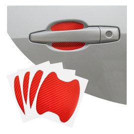 4PCS Car Handle Cup Stickers, Carbon Fiber Scratch Auto Door Protective Film, Non-Marking Car Bowl Protector, Universal Paint Cover Guard for Most Cars, SUV, Van (Red)