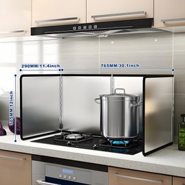 Tylulikaty 4 Sided Splatter Guard,Foldable Stainless Steel Oil Splatter Screens for Frying,Oil Splash Insulation Board,Nonstick Oil Splatter Guard Stove Insulation Board(L: 30" x W: 11.4" x H: 12")