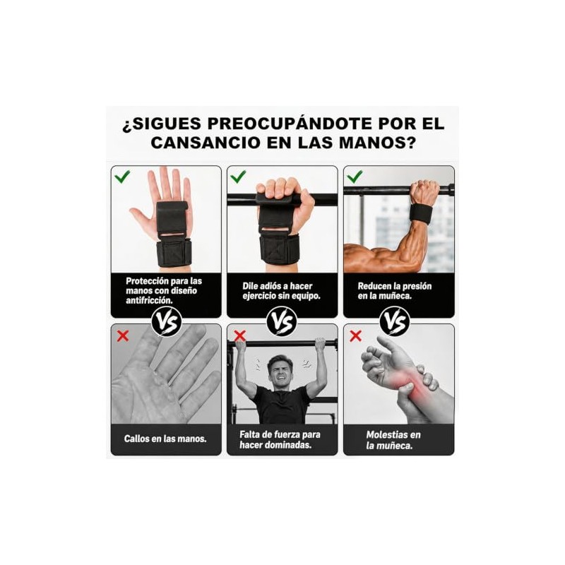 Straps para Gym Unisexo 2PCS, Muñequeras Gym Antideslizante