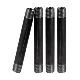 Supply Giant OQCM3412-4 3/4 Inch Black Three Quarter Inch Malleable Steel Pipes Nipples Fitting, Build DIY Vintage Furniture, 3/4" x 12" (Pack Of 4), 4 pack
