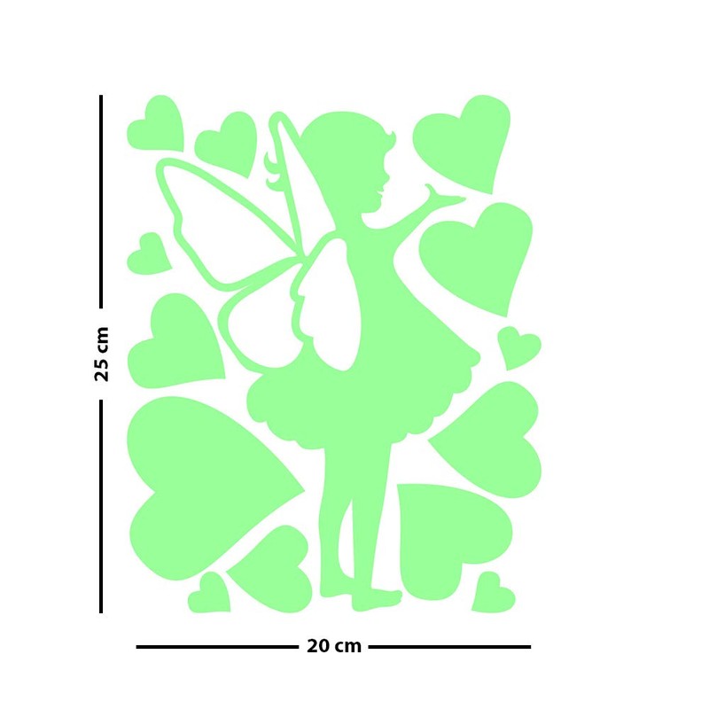 Ambiance Small Fairy Sticker with Hearts Glow in the Dark