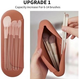 Makeup Brush Holder Travel, Compact Lightweight Accessory for Travel and Daily Use - AGIKET Silicone Makeup Brush Holder
