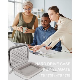 STUKCAZE External Hard Drive Case for Seagate Sandisk WD Elements My Passport Canvio Basics Portable Carrying Case Hard EVA HDD SSD 1TB 2TB 4TB 5TB Hard Drives Case (SEAGATE-Silver-Medium)
