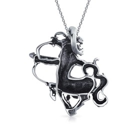 Vintage Sagittarius Archer Zodiac Sign Astrology Horoscope Pendant Necklace .925 Sterling Silver for Women Men